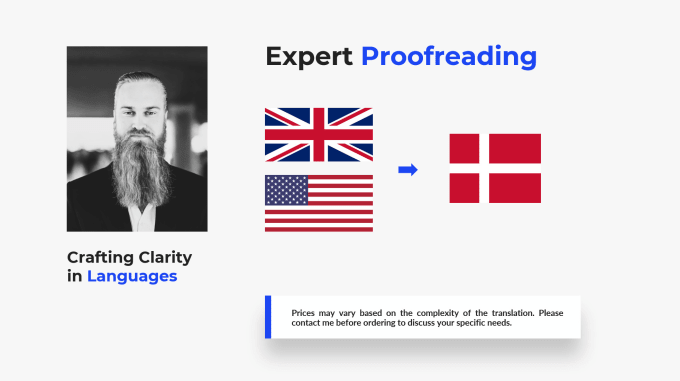 Gig Preview - Proofread 1000 words from english to danish