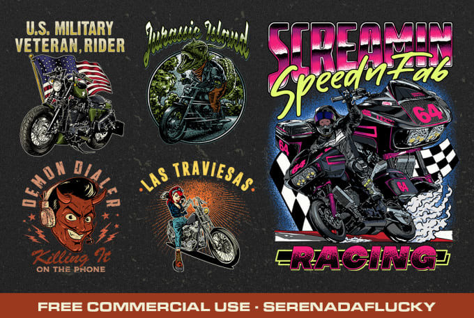 Gig Preview - Design vintage retro illustration for motorcycle clothing