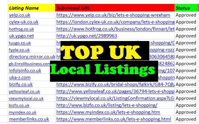 Gig Preview - Do UK local business listing for local SEO