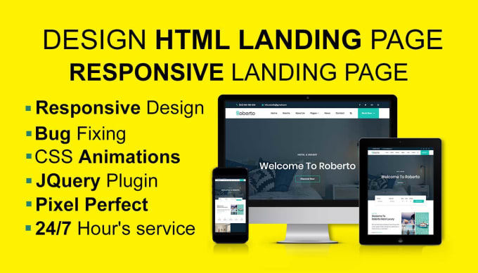 Gig Preview - Design responsive and pixel perfect html landing page