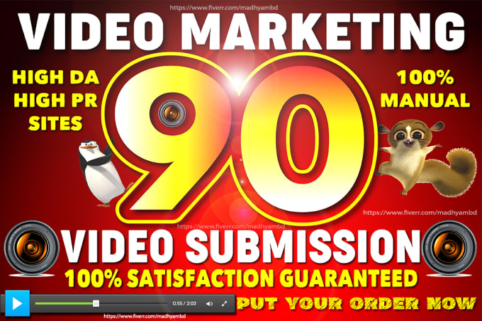 Gig Preview - Do video submission manually on the top 90 high PR sites