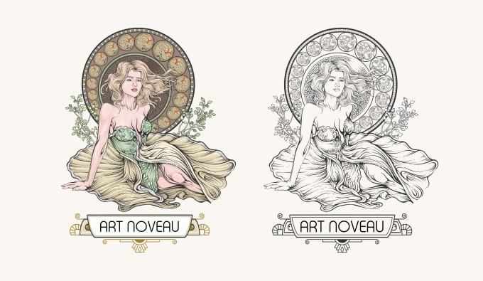 Gig Preview - Create vintage logo with art noveau illustration