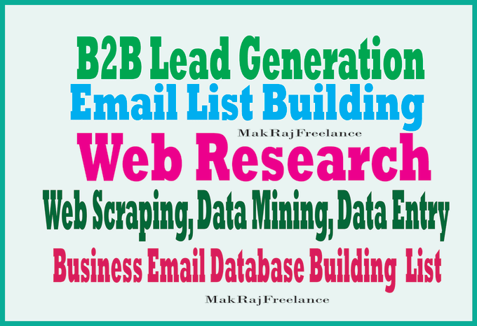 Gig Preview - B2b lead generation email list web research web scraping data mining data entry