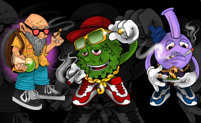 Gig Preview - Design cannabis hiphop mascot and cartoon character