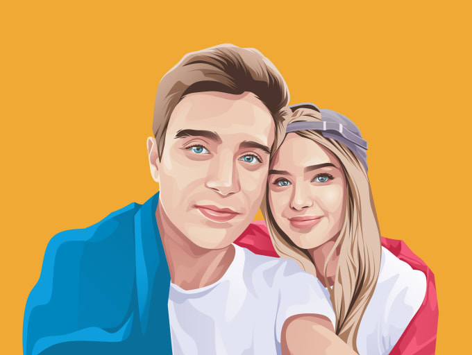 Gig Preview - Draw a couple, family or group to vector potrait