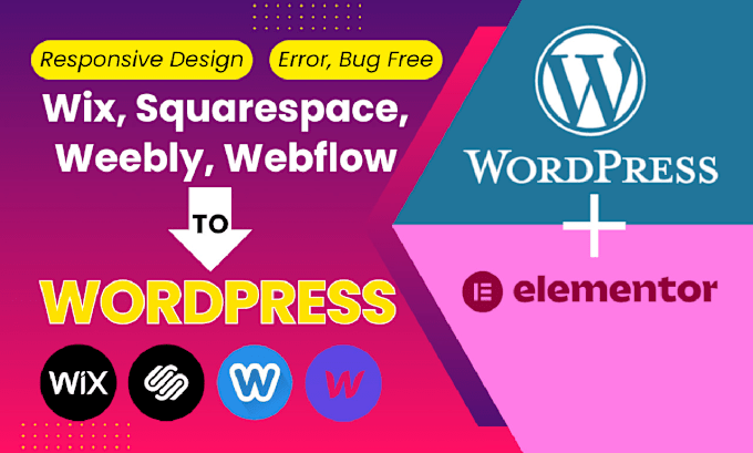 Gig Preview - Clone convert transfer wix, squarespace, weebly, to wordpress website