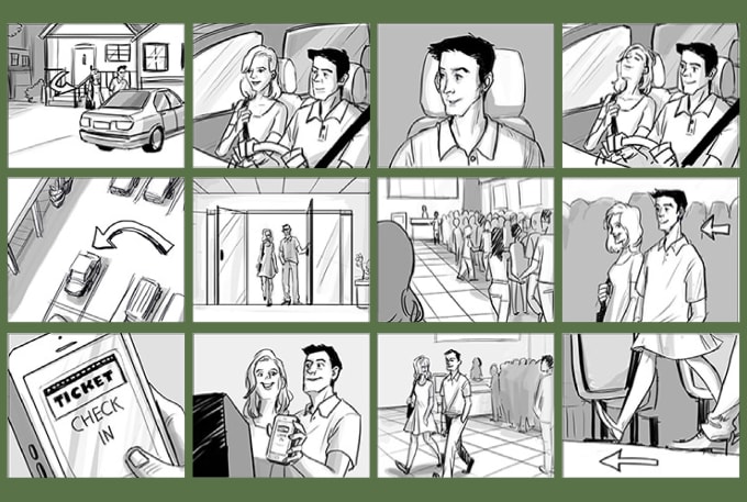 Gig Preview - Draw storyboard in for film, animation, commercials