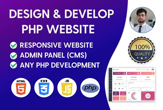 Gig Preview - Develop full PHP website with cms using php mysql