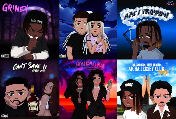 Gig Preview - Design a cartoon cover art for your upcoming single or album