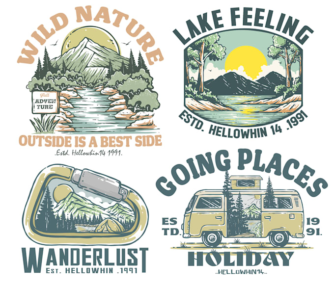 Gig Preview - Create outdoor illustrations in vintage and retro style