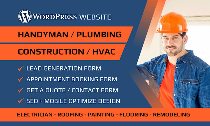 Gig Preview - Design hvac, handyman, plumbing, contractor, construction, electrician website