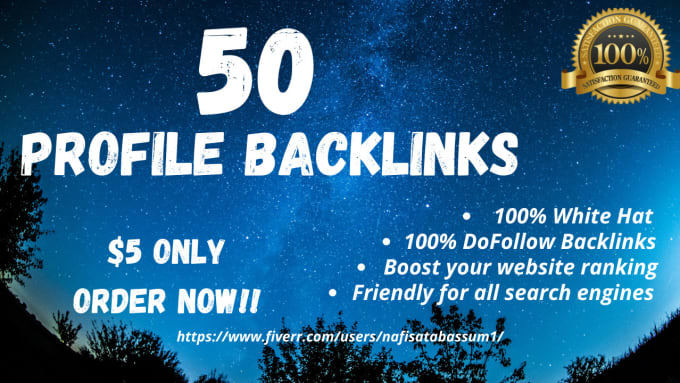 Gig Preview - Build 50 profile back links for your website