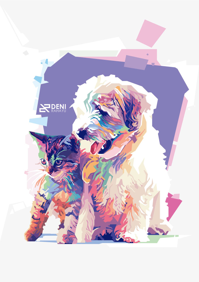 Gig Preview - Draw portrait of your pet in vector wpap pop art