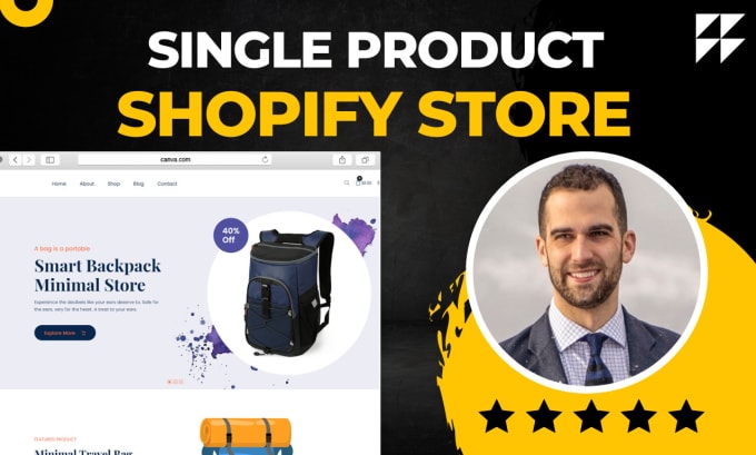 Gig Preview - Create a branded one product shopify store for dropshipping