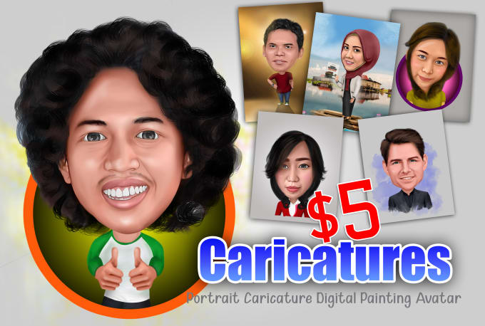 Bestseller - draw a digital caricature cartoon from a photo