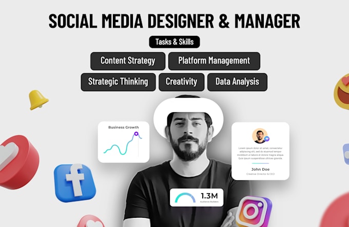 Gig Preview - Be your social media marketing manager and content designer