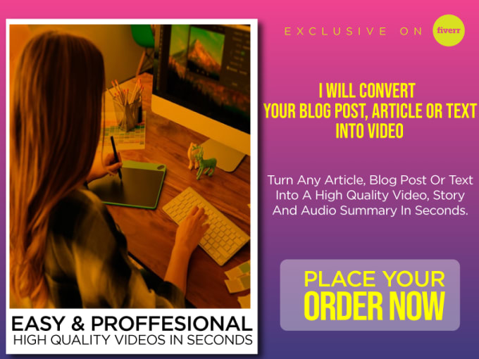 Gig Preview - Turn your blog post, article or text into engaging video