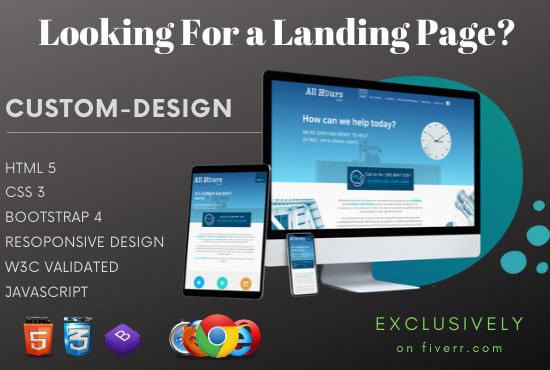 Gig Preview - Design a html5 responsive landing page for you