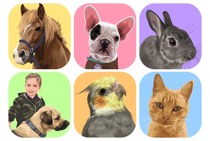 Gig Preview - Draw custom pet portrait illustrations of your dog, cat, or any pet