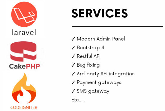 Gig Preview - Fix or create laravel, cakephp and codeigniter application