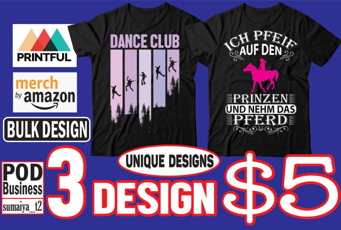 Gig Preview - Do unique bulk typography tshirt designs for any marketplace