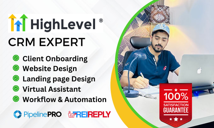 Gig Preview - Be gohighlevel, rei reply, pipeline pro sales funnel, website, automation expert