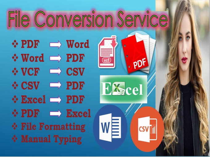 Gig Preview - Convert excel CSV, contacts vcf vcard, pdf, word, text image