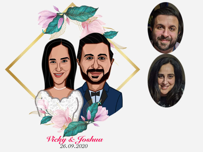 Gig Preview - Make stunning cartoon for couple,family,wedding