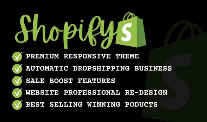 Gig Preview - Build a shopify dropshipping store or shopify website