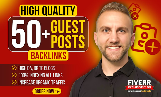 Gig Preview - Our agency will write high da guest post backlinks with SEO quality guest posting service