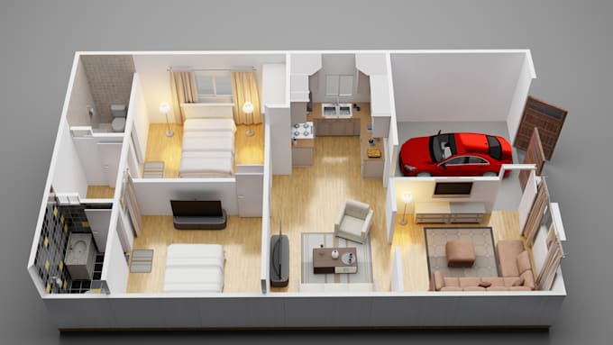 Gig Preview - Convert 2d floor plan to isometric 3d floor plan