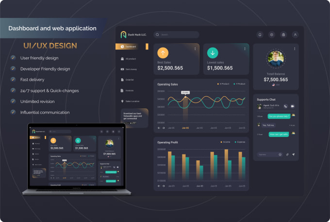 Gig Preview - Design dashboard, admin panel, web application UI in figma