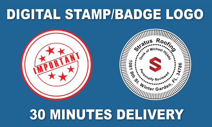 Gig Preview - Design digital stamp seal, badge logo within 30 minutes