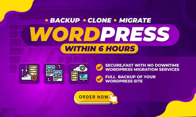 Gig Preview - Migrate and backup your wordpress website in 6 hours