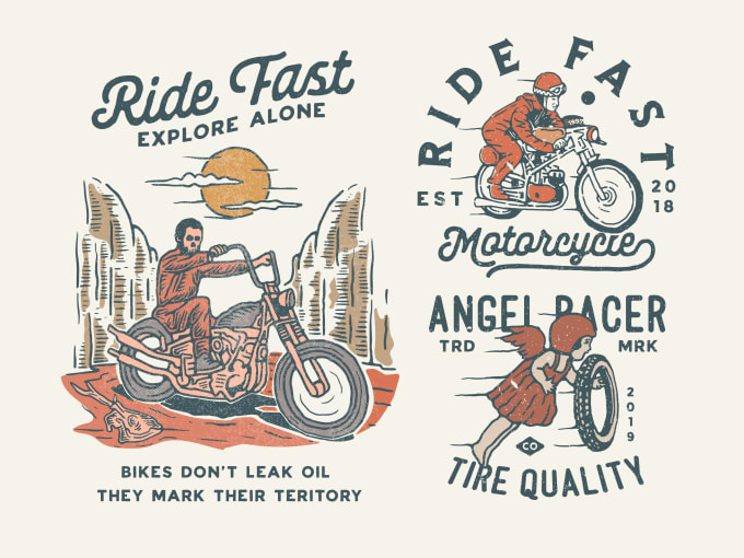 Gig Preview - Create vintage motorcycle graphic design for tshirt brand apparel