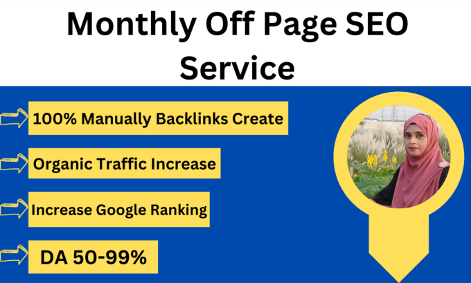 Gig Preview - Do manual white hat backlinks with monthly off page SEO services