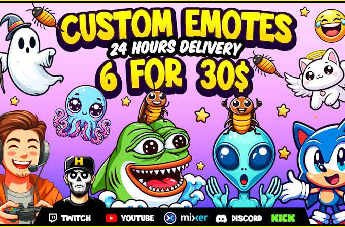 Gig Preview - Draw custom emotes sub badges and emojis for  twitch youtube discord subscriber