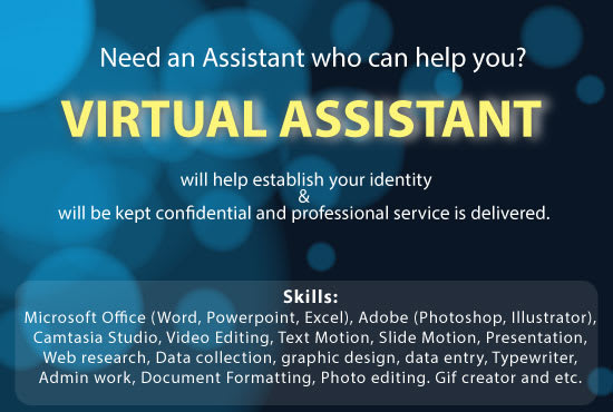 Gig Preview - Be your virtual assistant for graphic and data entry work