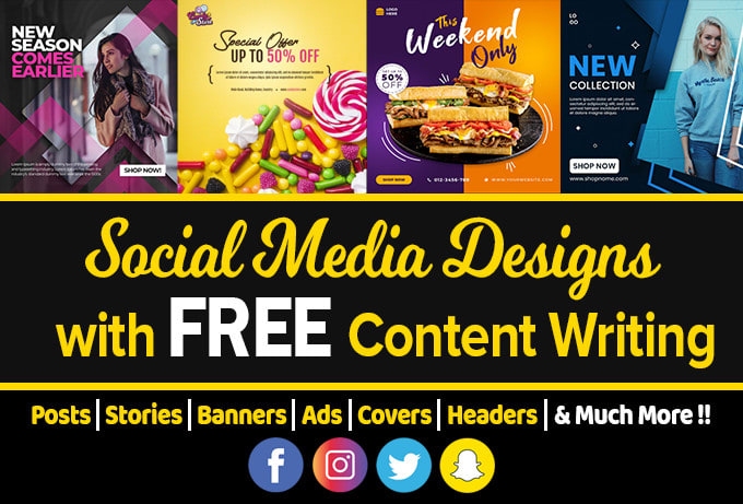 Gig Preview - Design stunning social media posts with free content writing