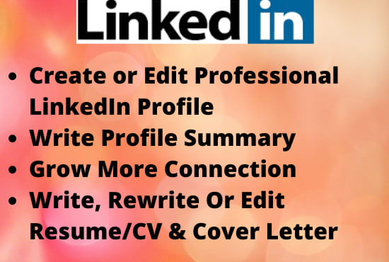 Gig Preview - Create, optimize your  linkedin profile, resume, cover letter