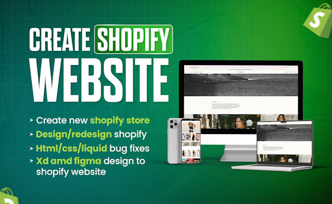 Gig Preview - Do shopify store design or shopify website design