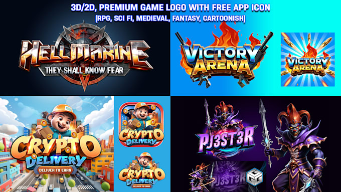 Gig Preview - Design super quality 3d game logo with icon