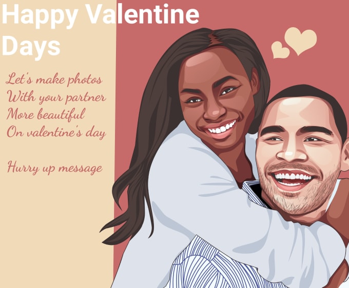 Gig Preview - Draw sweet couple portrait valentine illustration from photo