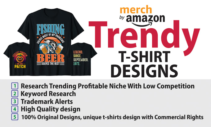 Gig Preview - Make high quality trendy merch by amazon t shirts designs