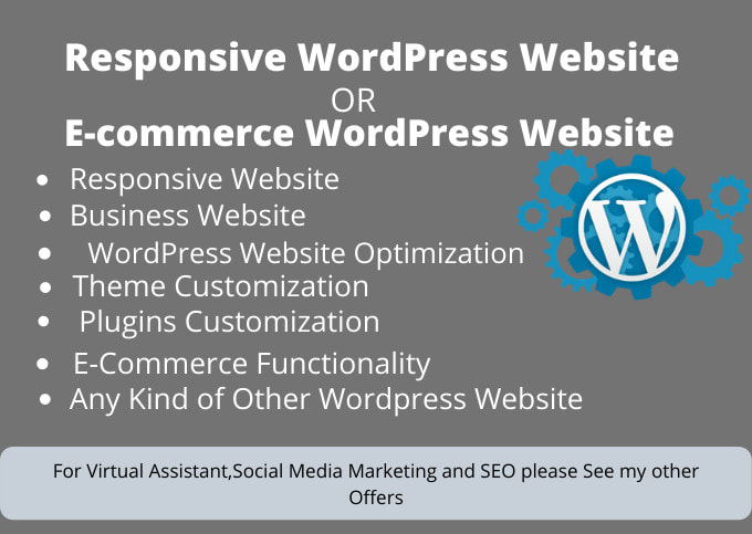 Gig Preview - Create wordpress website or build ecommerce website