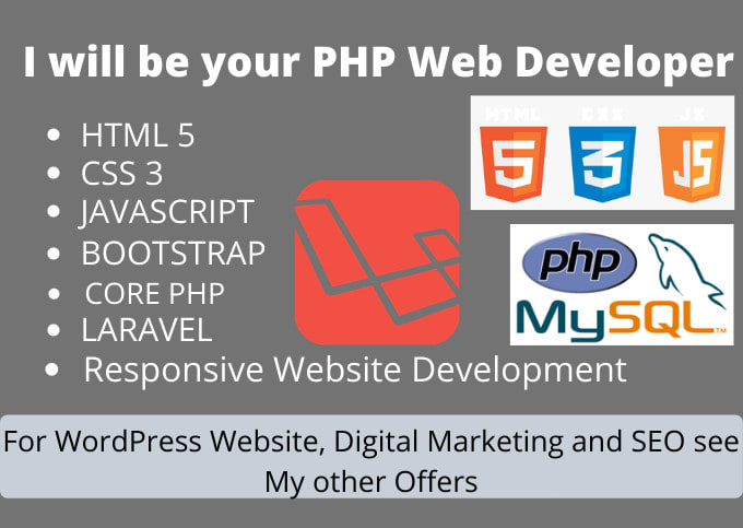 Gig Preview - Be your PHP web developer for your website