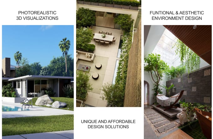 Gig Preview - Design outdoor spaces, landscape, backyard and patios in 3d