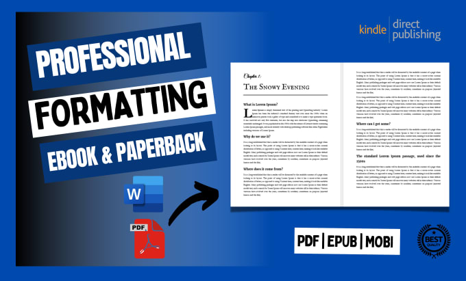 Bestseller - do book formatting, kindle ebook formatting, KDP paperback, convert pdf to epub