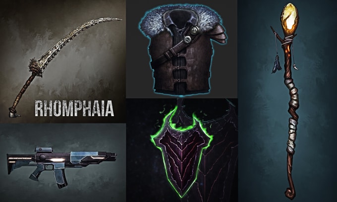 Gig Preview - Design unique weapons illustrations