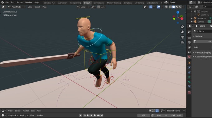 Gig Preview - Animate your game character in blender 3d